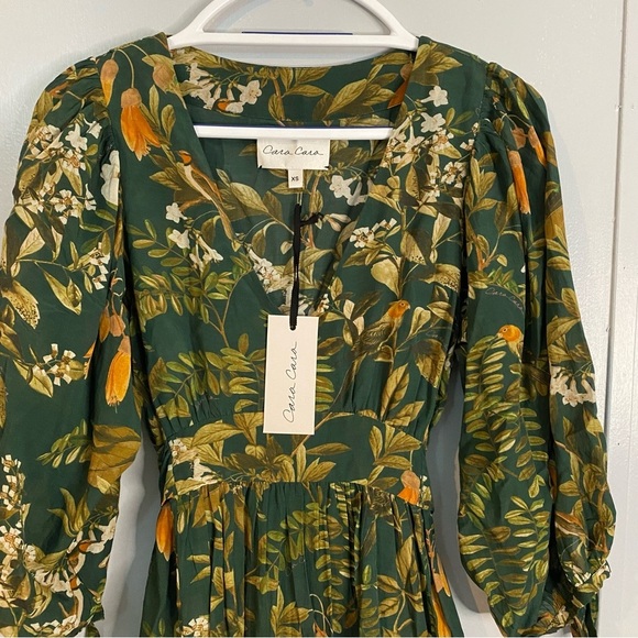 Cara Cara Millbrook Floral Dress in Green Botanical Birds in Size XS - Picture 15 of 16